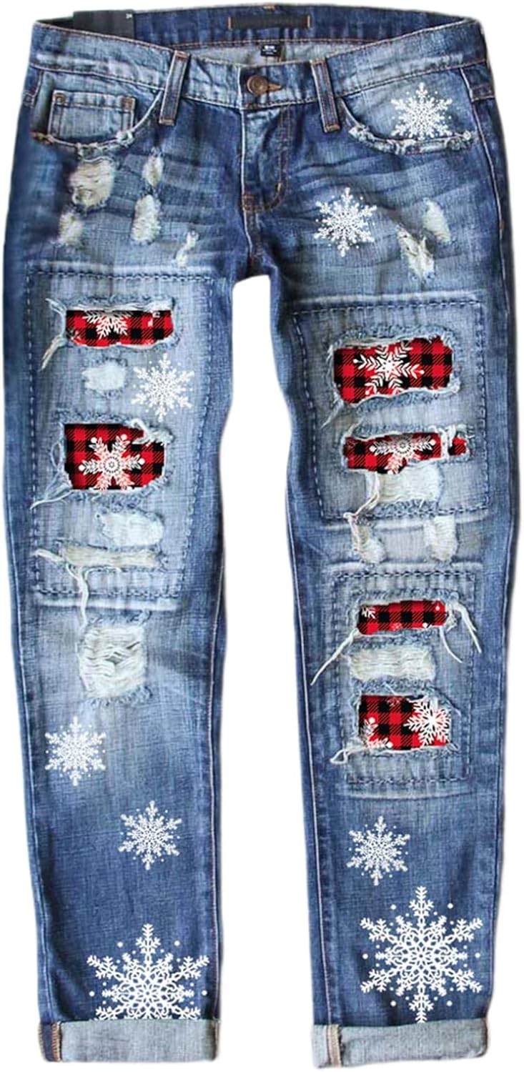 EVALESS Ripped Jeans, Special Denim Jeans for Women, High-Quality Boyfriend Skin...