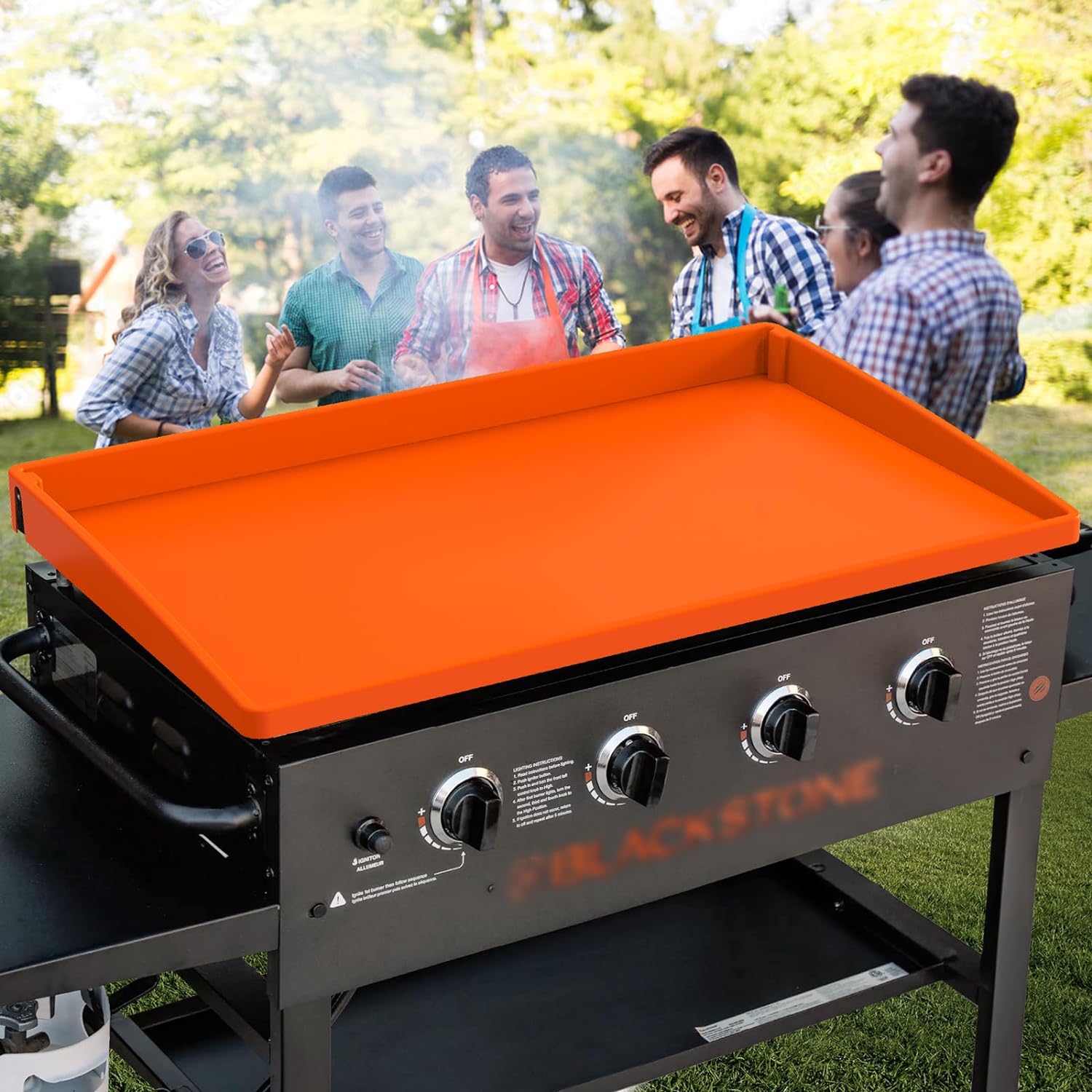 Upgraded Silicone Griddle Cover Mat Full-edge for Grill 36" Blackstone, Top Edge...