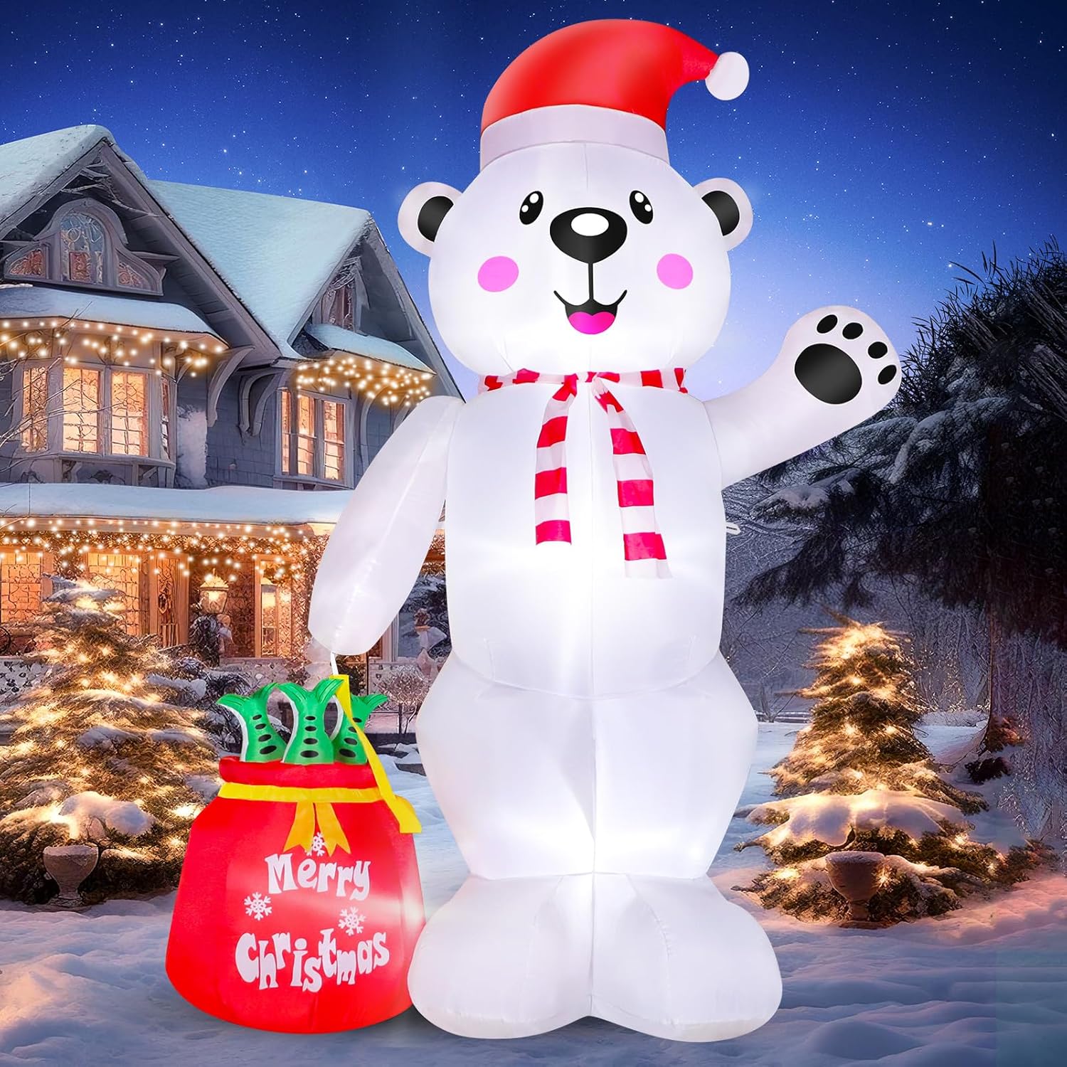 FunFanso 8FT Christmas Inflatable, Special Polar Bear Indoor Outdoor Decorations...