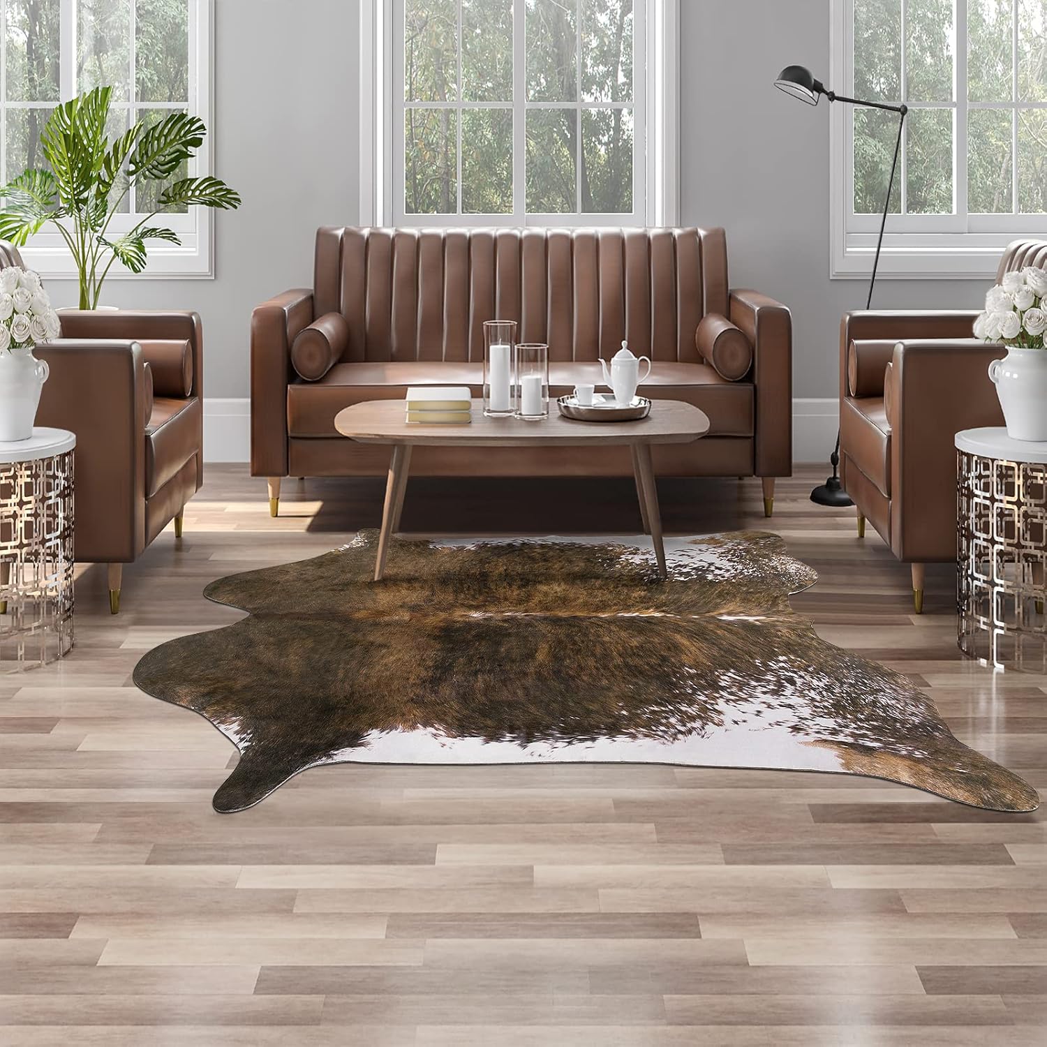 AROGAN Faux Cow Print Rug, Special Cow Print Area Rug with No-Slip Backing, Inno...