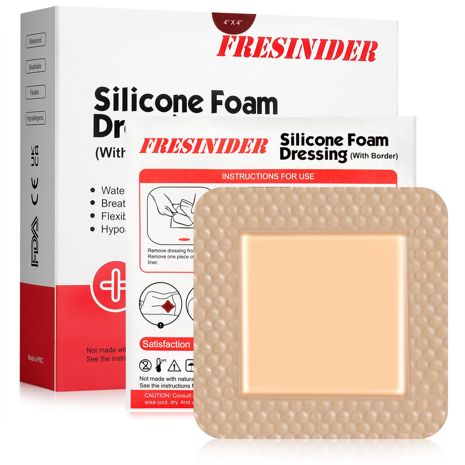Silicone Foam Dressing, High-Quality Wound Dressing Bandage with Adhesive Border...