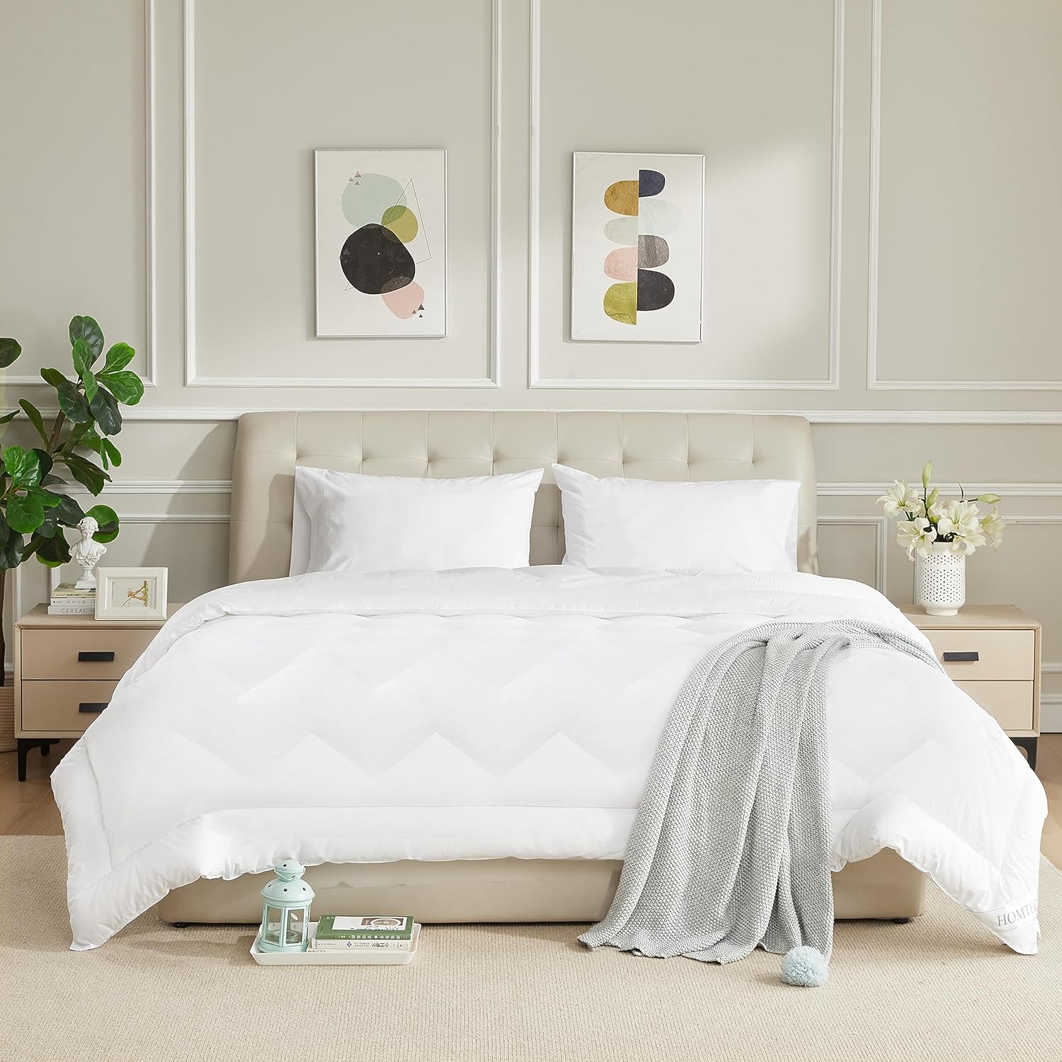 Duvet Insert Cotton Comforter, Special Comforter Queen Size, Innovative White Do...