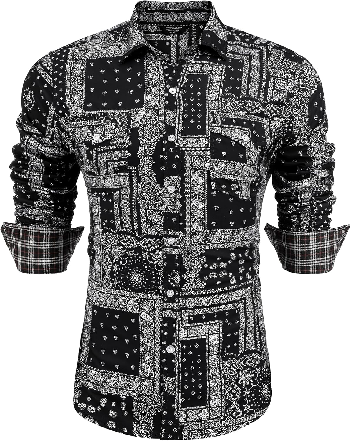 Men's Paisley Printed Shirt, Unique COOFANDY Long Sleeve Casual Dress Shirt, Spe...