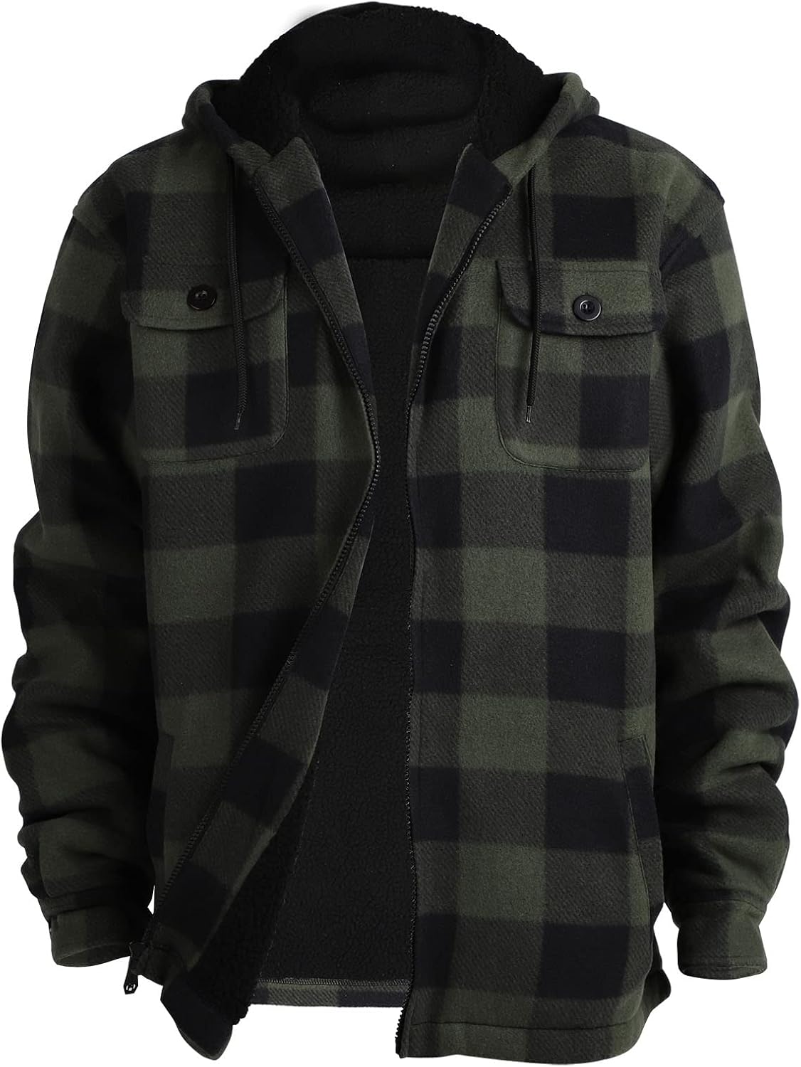 Facitisu Hoodie for Men, Special Men’s Sherpa Lined Heavyweight Flannel Jacket,...