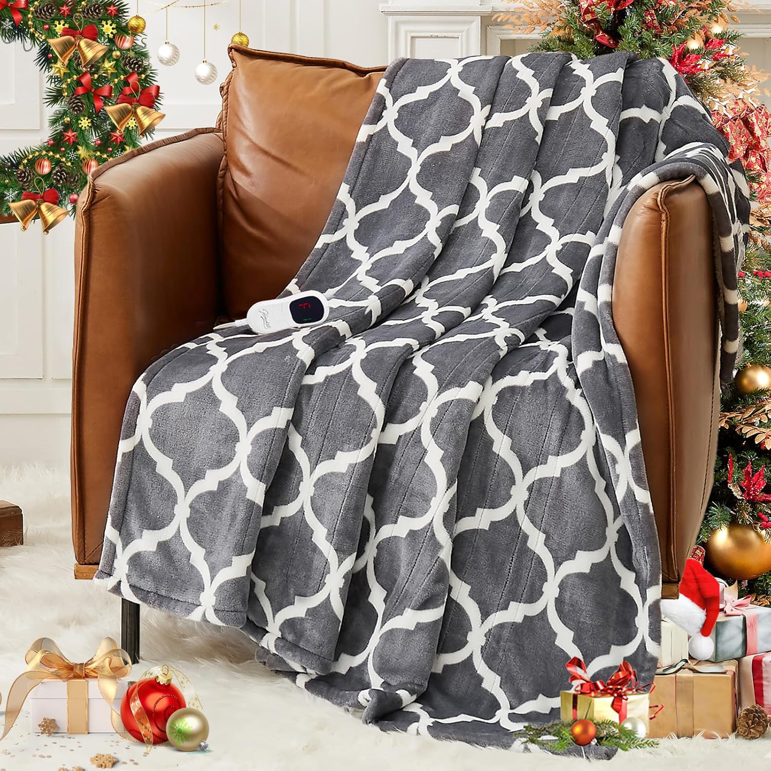 Homemate Heated Blanket Electric Throw - 50“x60“ Heating Blanket with 10 Fast He...