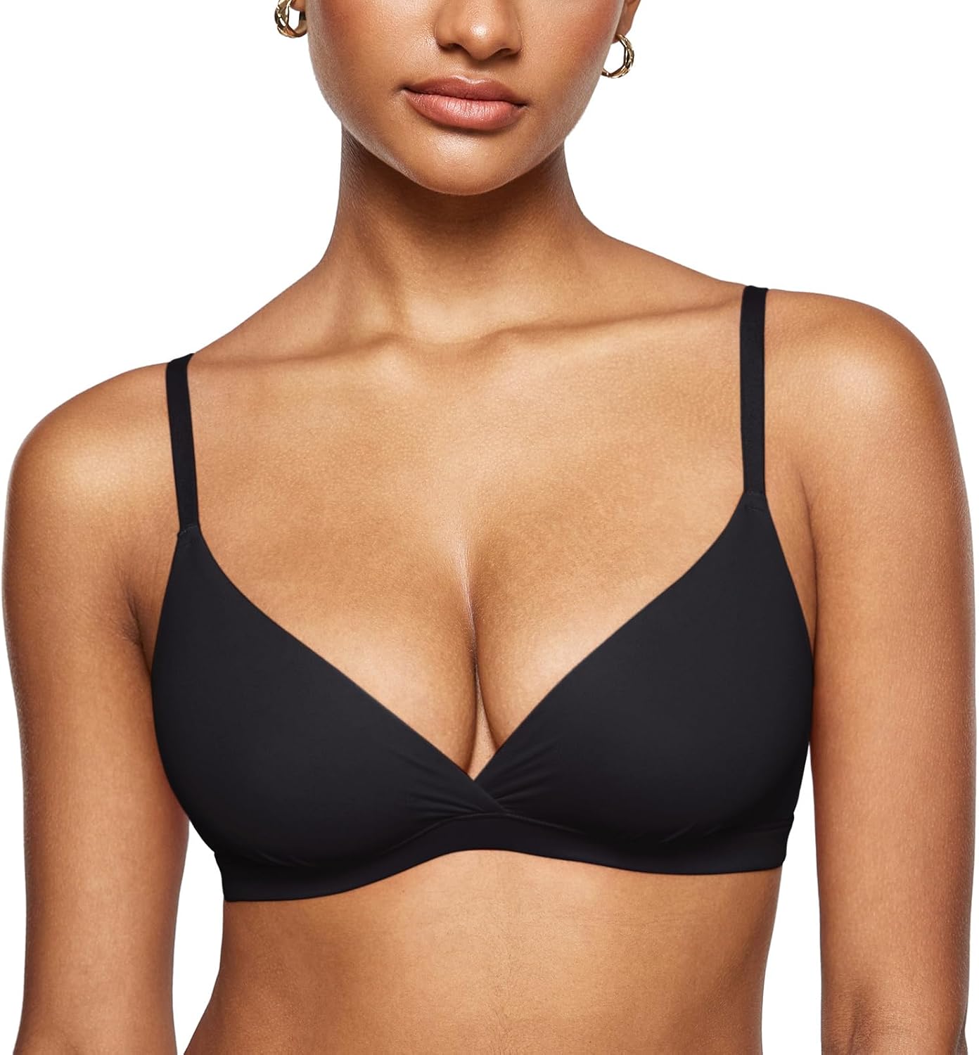 INLYRIC Women's Inbarely Triangle Bralette Comfortable Unlined V Neck Wireless S...