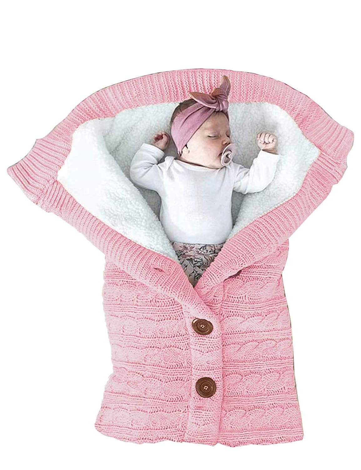 XMWEALTHY Unisex Infant Swaddle Blankets Soft Thick Fleece Knit Baby Girls Boys...