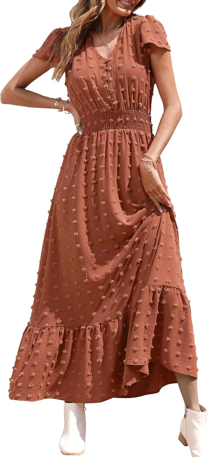PRETTYGARDEN Womens Dresses 2024 Boho Short Sleeve...