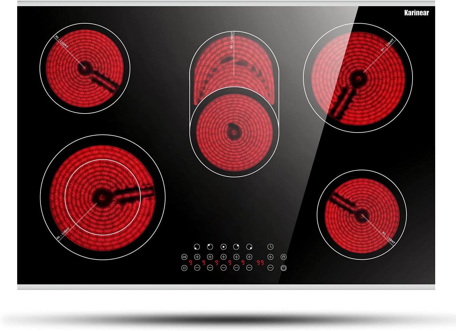 Karinear 30 Inch Electric Cooktop 5 Burners Electric Stove Ceramic Cooktop, Drop...