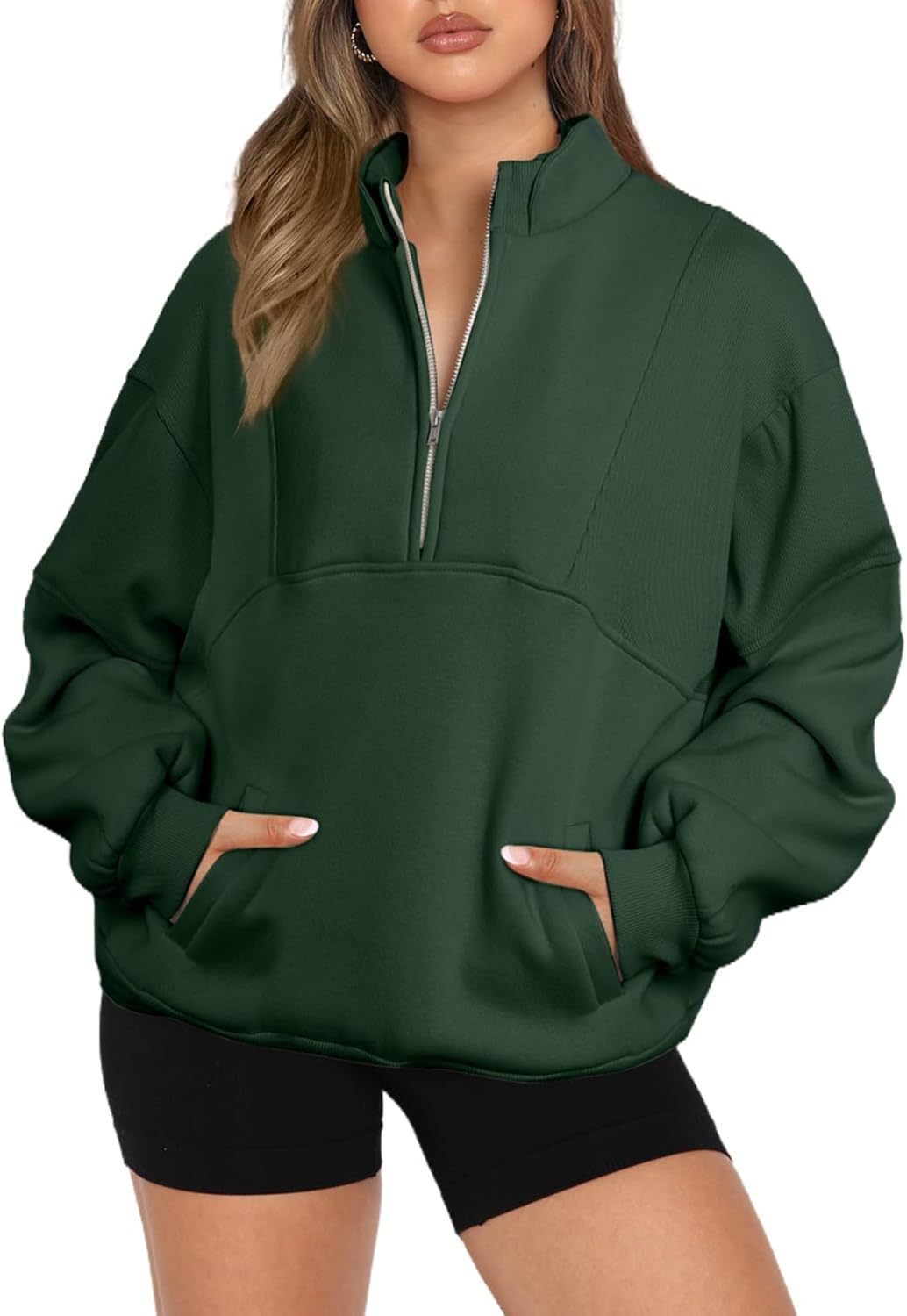 BLENCOT Women Sweatshirt, Special Half Zip Oversized Sweatshirts with Long Sleev...
