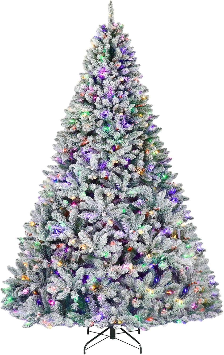 Hykolity 7.5 ft Prelit Snow Flocked Christmas Tree, Artificial Christmas Tree wi...