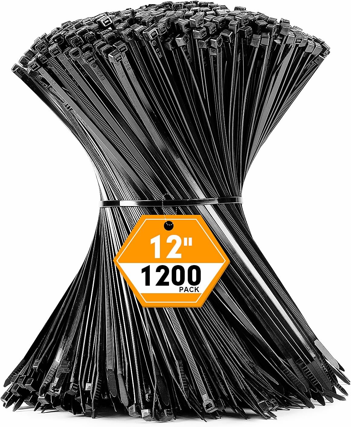 Zip Ties, RAZCC 1200pcs Black Cable Zip Ties 12 Inch, Heavy Duty Plastic Wire Ti...