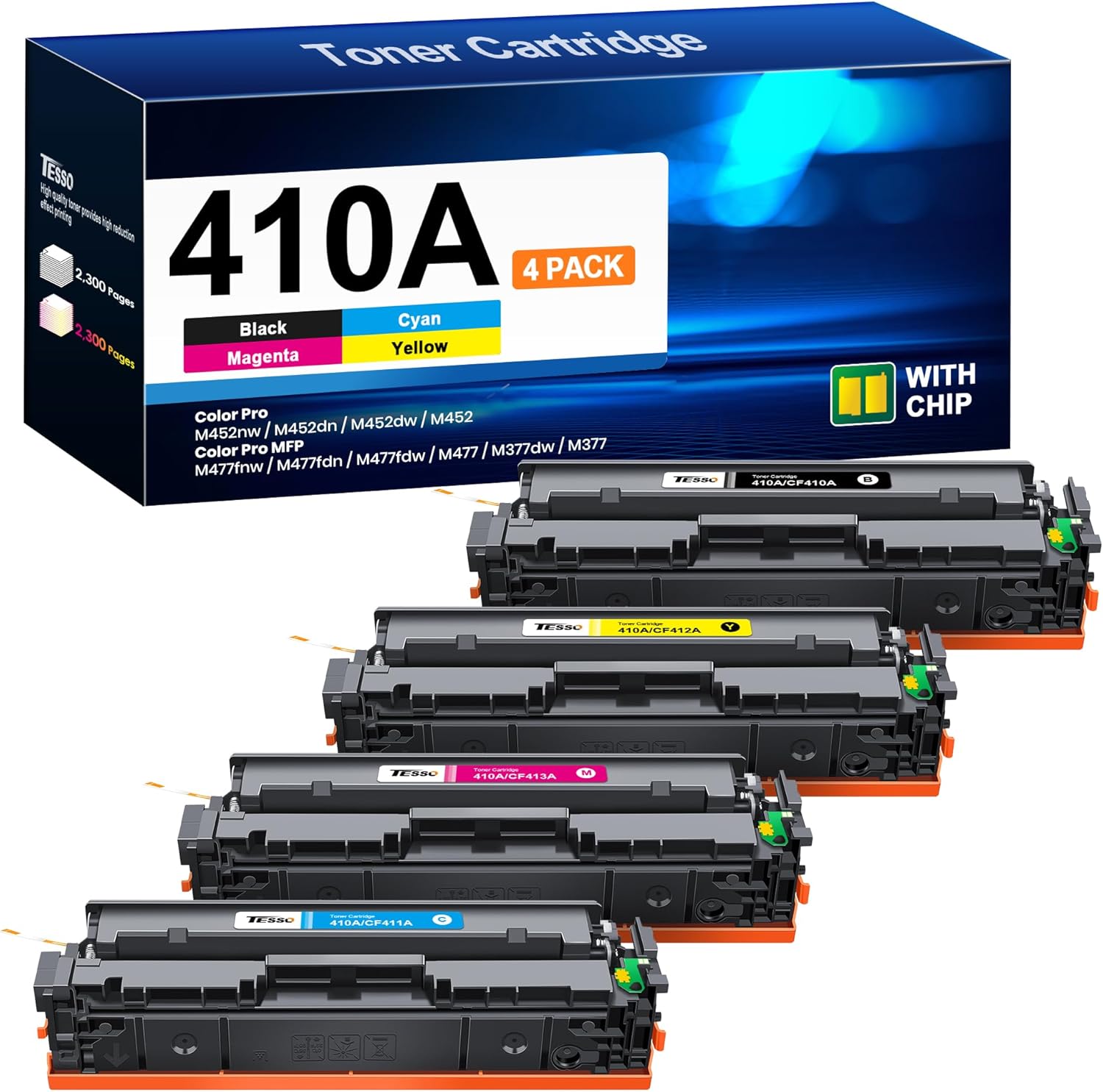 410A Toner Cartridges 4 Pack Replacement, Special Toner for HP 410A HP 410X, Hig...