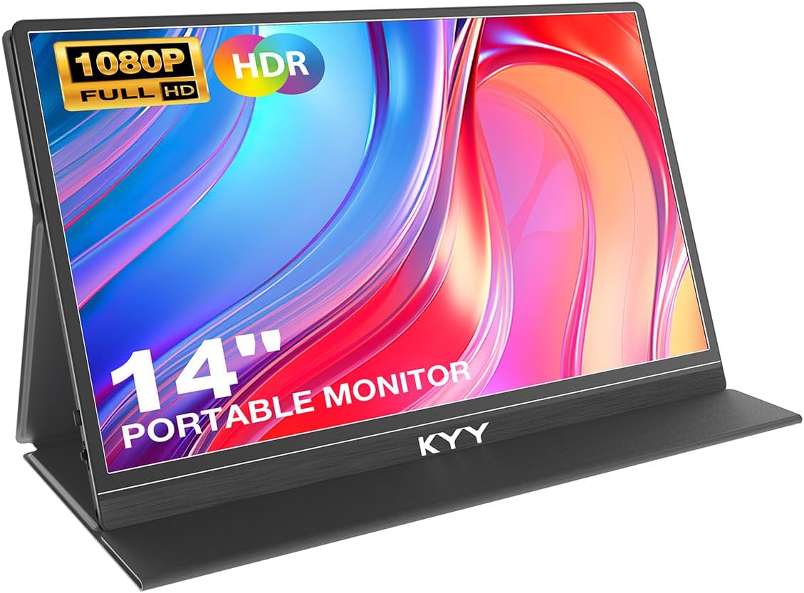 KYY Portable Monitor for Laptop, 14" FHD 1080P Travel Monitor, USB-C & HDMI Comp...