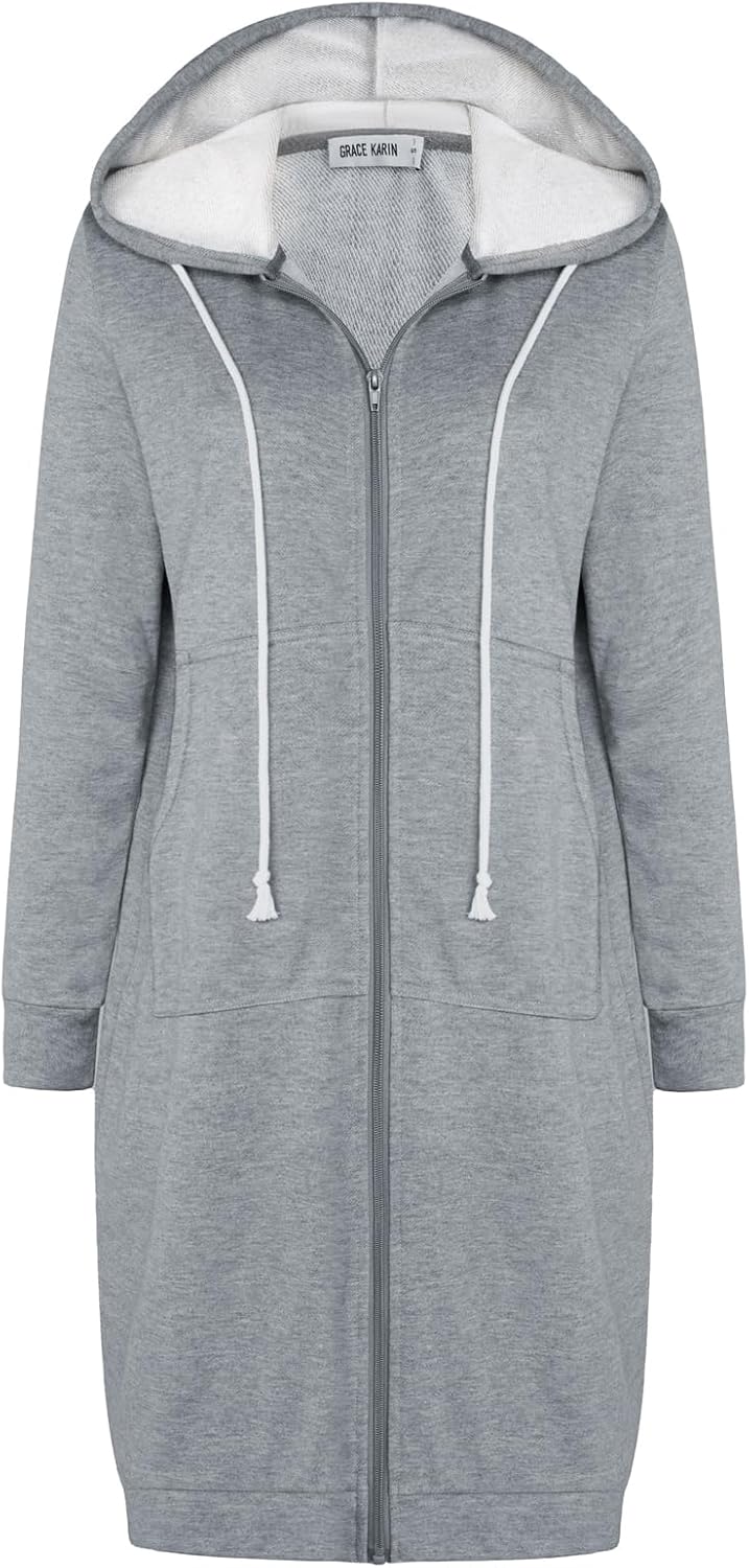 GRACE KARIN Women's Casual Hoodie, Special Zip Up Hoodies Tunic Sweatshirt for W...