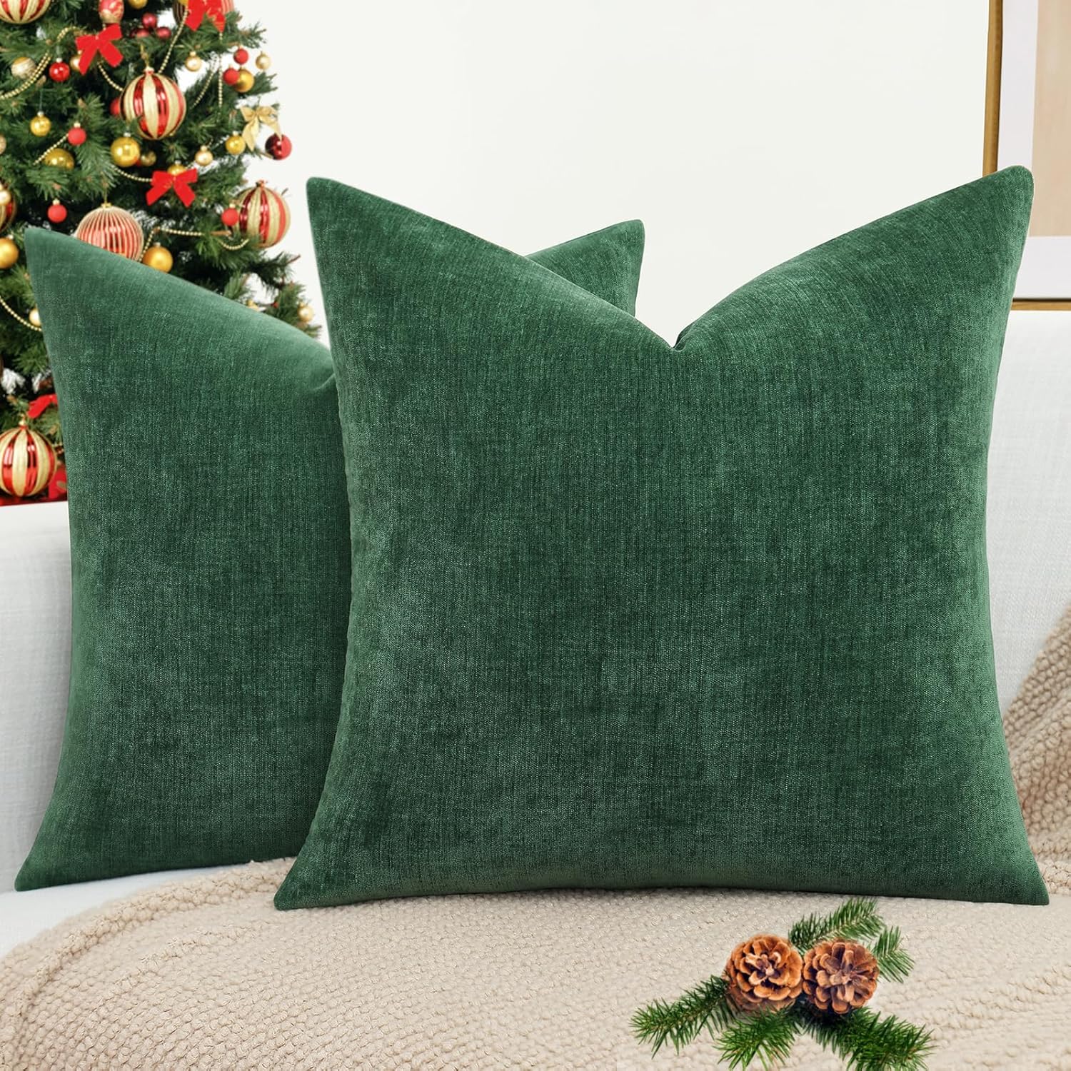 decorUhome Christmas Couch Throw Pillow Covers 20x20 Set of 2, Decorative Soft C...