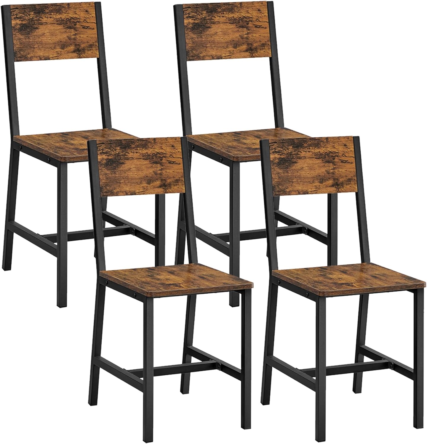 **Best VASAGLE Dining Chair Set, Special Rustic Wood Chairs with Metal Steel Fra...