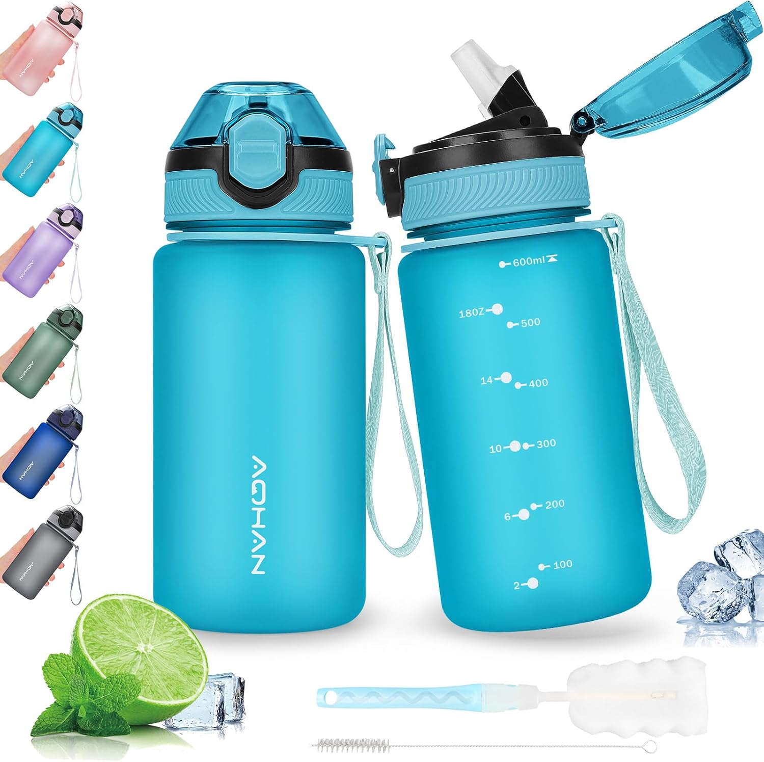 Unique AOHAN Water Bottle, Special 600ML Leak Proof Flip Top Lid, Safe BPA Free...