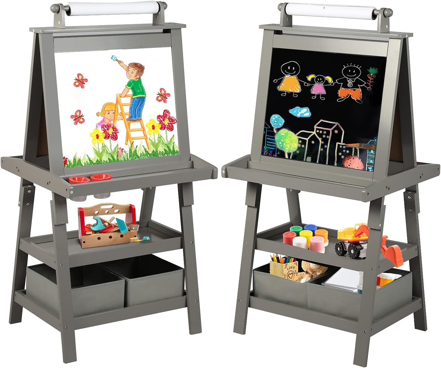 Kinder King 3 in 1 Kids Easel, Special Art Easel with Storage, Innovative Double...