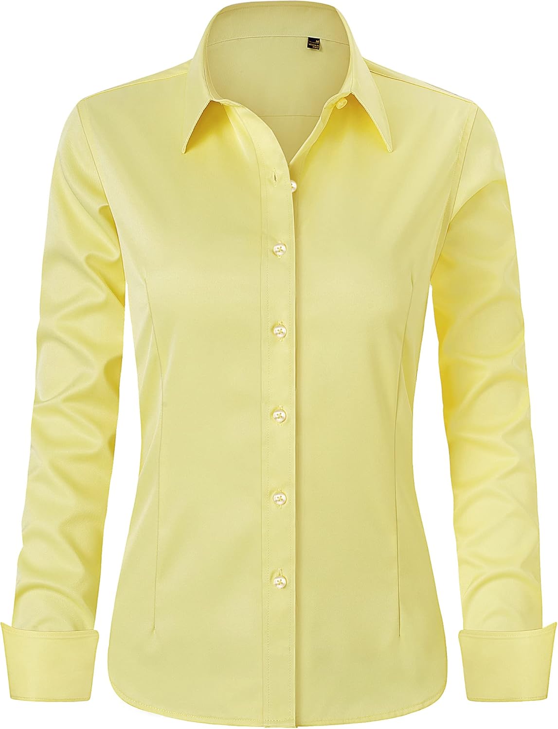 J.VER Women's Long Sleeve Plain Dress Shirt, Unique Fitted Stretch Blouse for Ex...