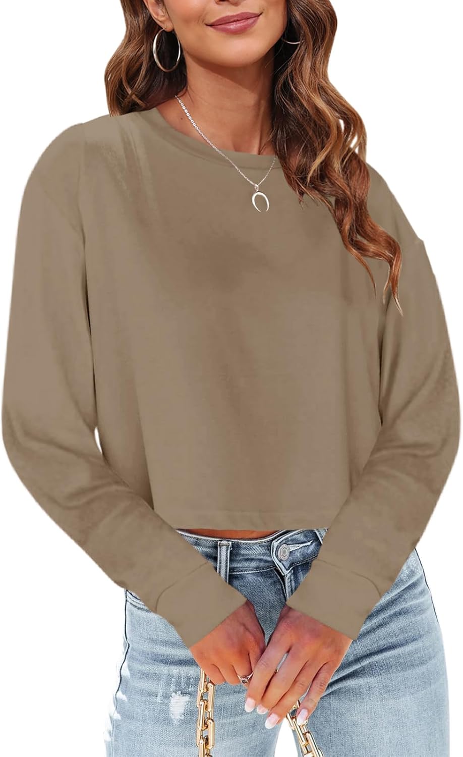 Tankaneo Womens Long Sleeve Crop Tops, Special Fall Cropped Tshirt for 2024, Uni...