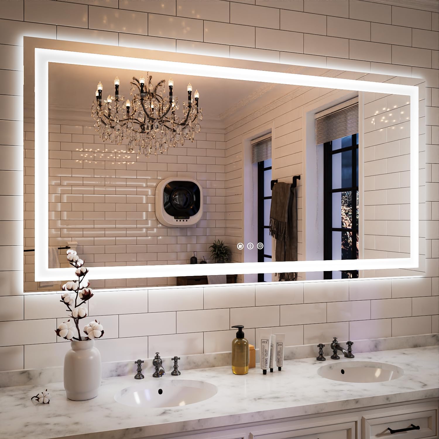 ISKM LED Bathroom Mirror, Large Front and Backlit Vanity Mirror for Wall Mounted...