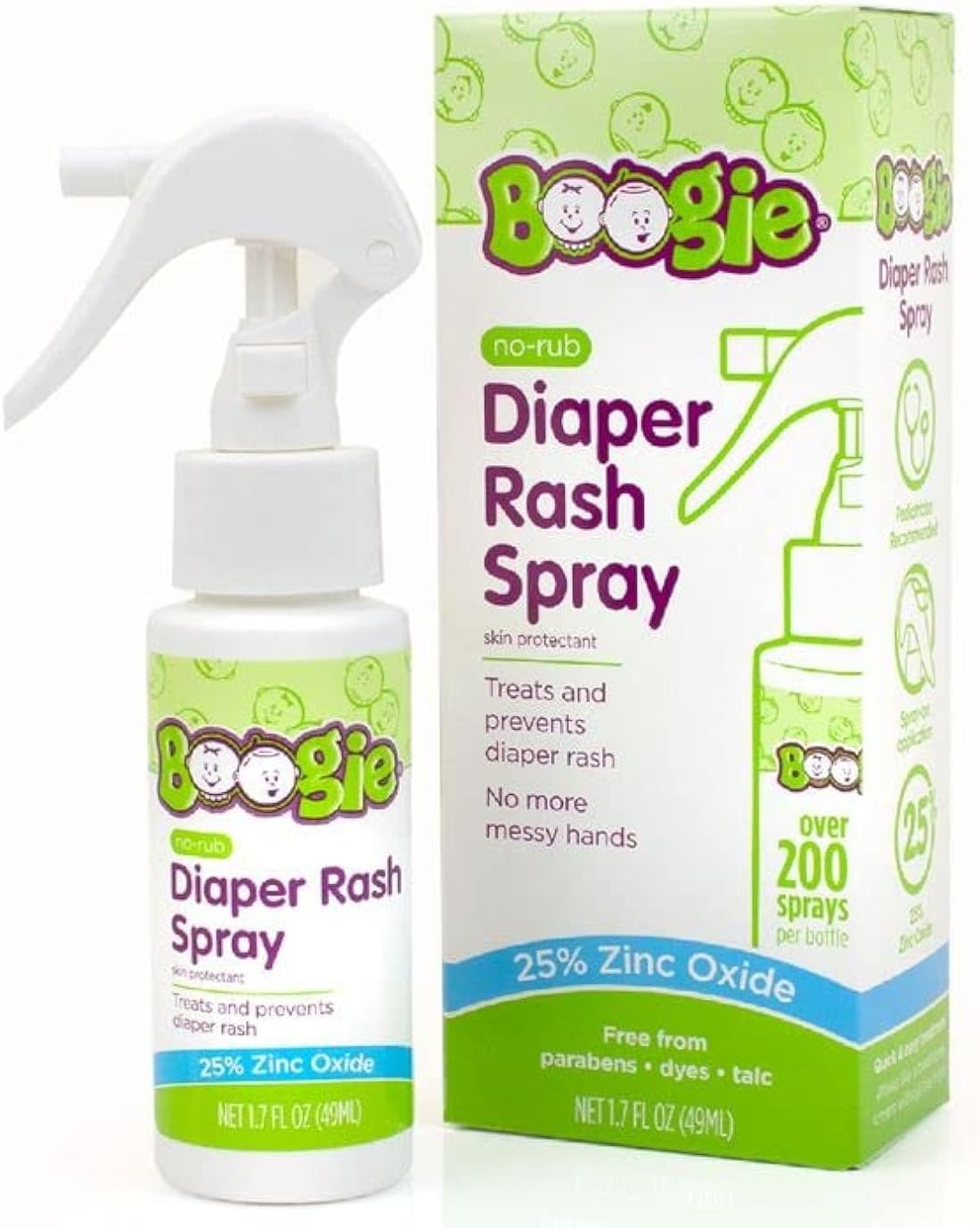 Boogie Diaper Rash Cream Spray for Baby, Travel Friendly No-Rub Touch Free Appli...