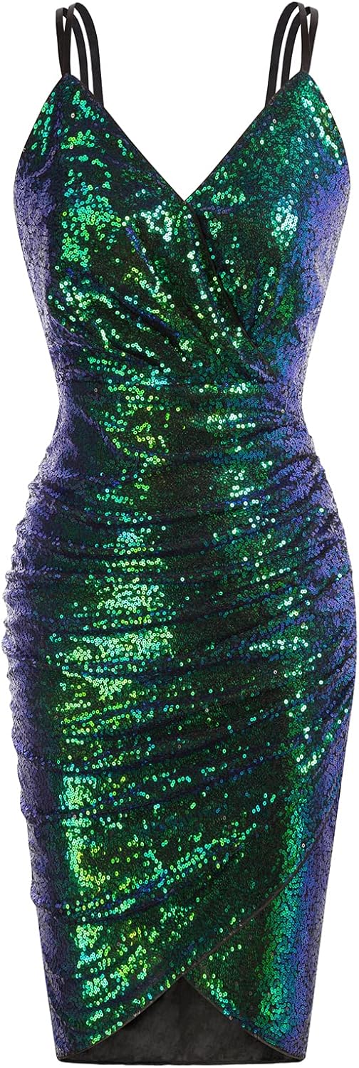 GRACE KARIN Women's Dress, Special Sexy Sequin Sparkly Glitter Ruched Party Club...