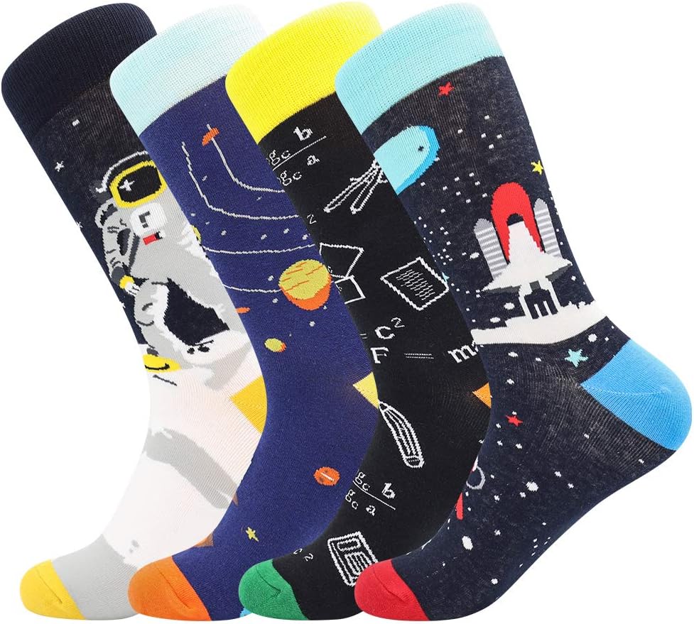 BONANGEL Mens Dress Socks, Special Fun Socks For Men, Funny Colorful Crew Dress...