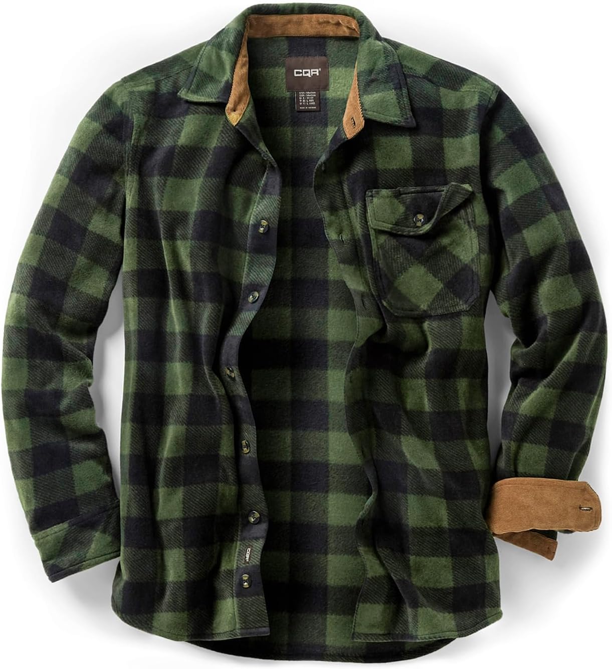 CQR Men's Long Sleeve Heavyweight Fleece Shirts, Special Plaid Button Up Shirt,...