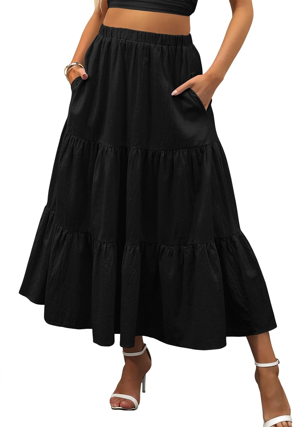 ANRABESS Women’s Summer Midi Skirt, Special Boho Flowy Swing Skirt, Innovative T...