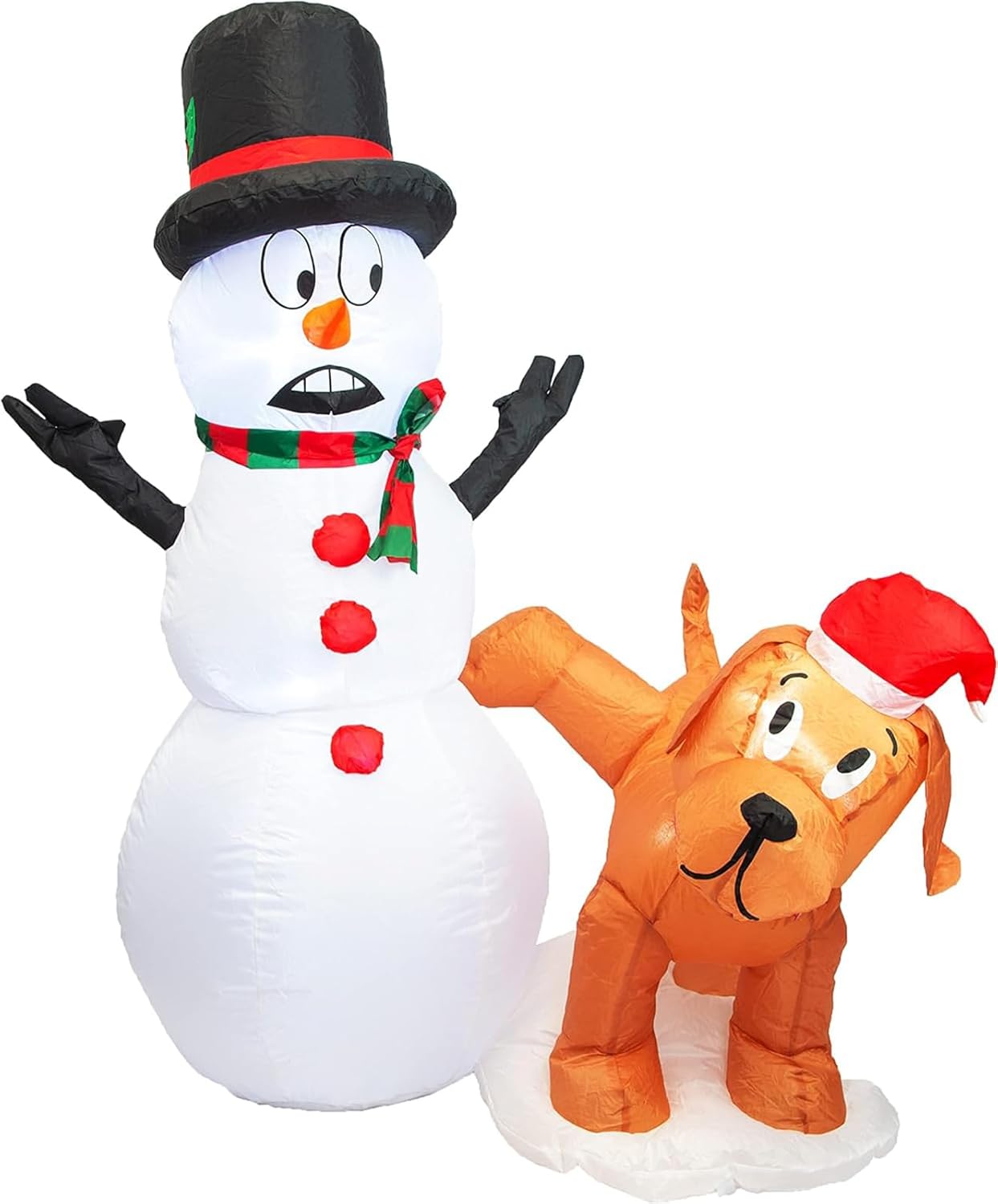 PRODUCTZ Christmas Decorations, Special 4 FT Inflatable Snowman Peeing Dog, Uniq...