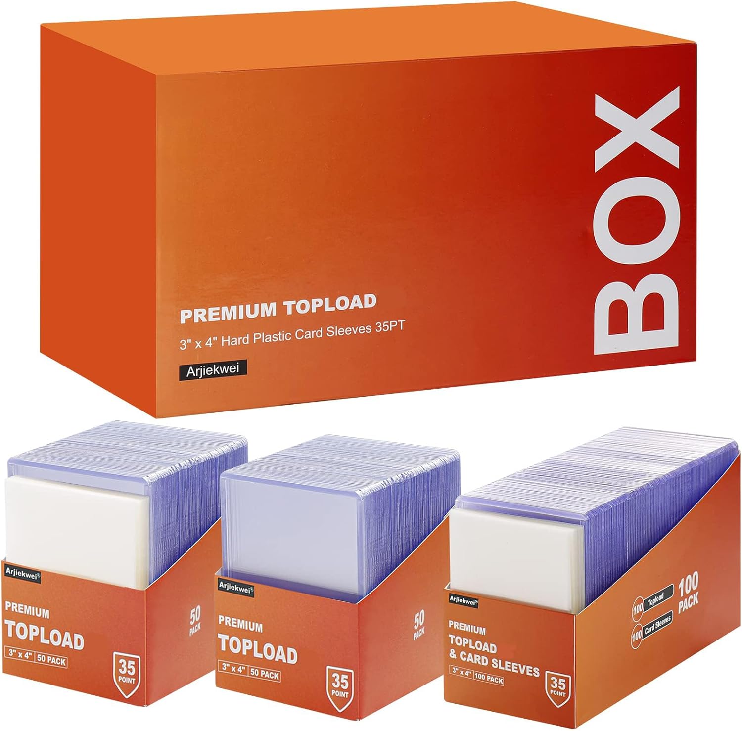 Arjiekwei 3"X4" Card Sleeves Top Loads for Cards, Baseball Card Protectors Hard...