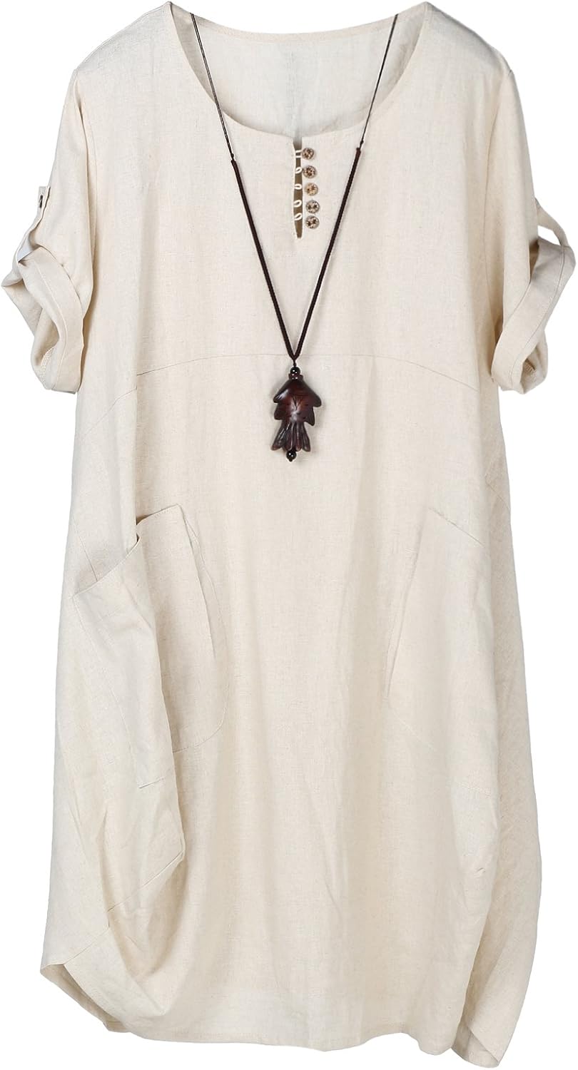 Minibee Women's Ruffle Midi Dresses, Special Oversize Casual Midi Dress with Poc...