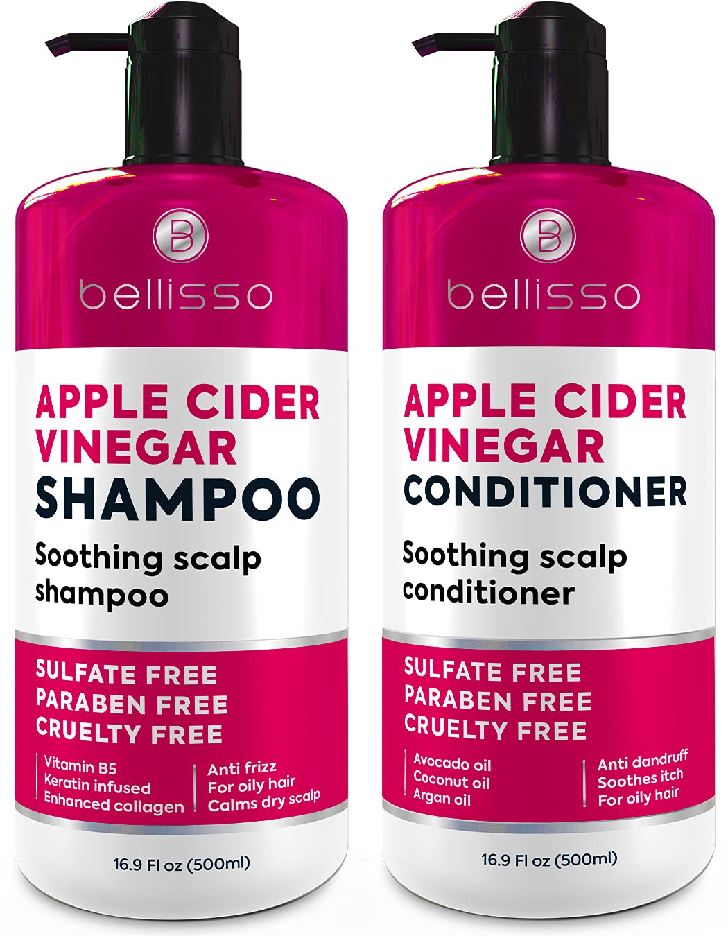 Apple Cider Vinegar Shampoo and Conditioner Set - Stop Flaky and Itchy Scalp – S...