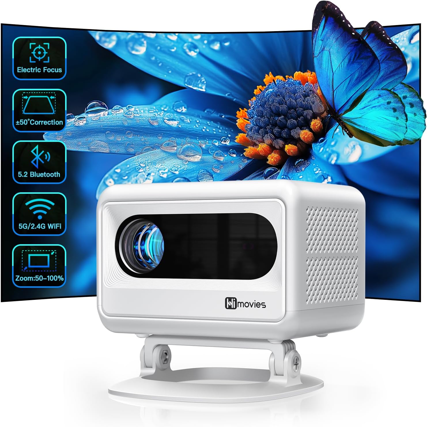 [Electric Focus] Himovies Projector, Mini Projector with WiFi and Bluetooth, ±50...