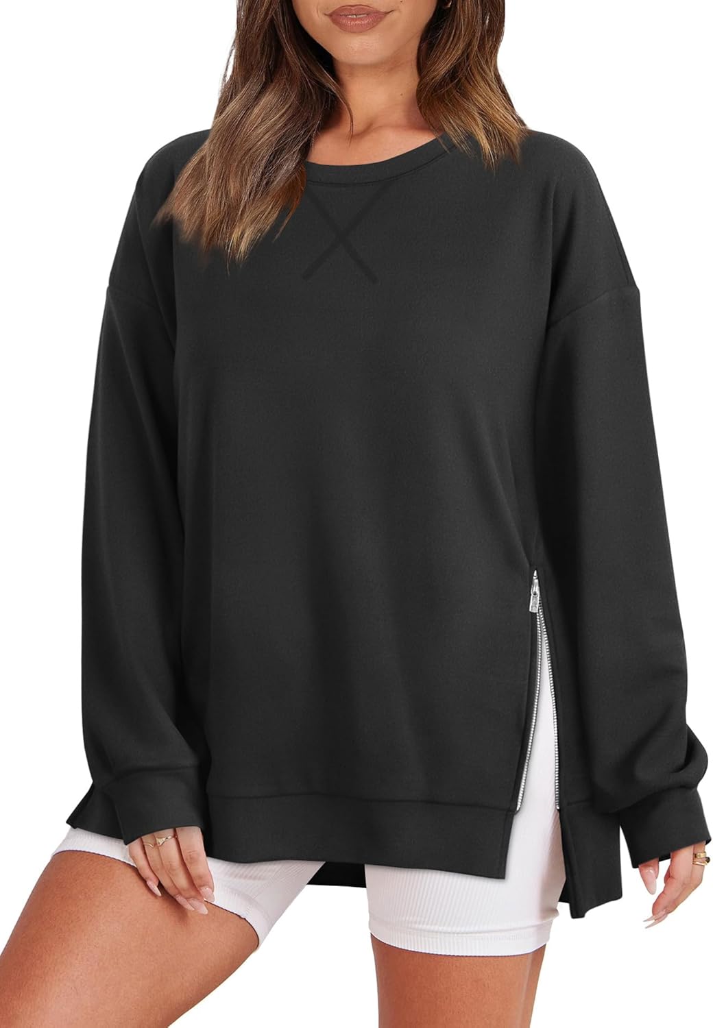 WIHOLL Women's Pullover, Special Oversized Lightweight Sweatshirt with Side Slit...
