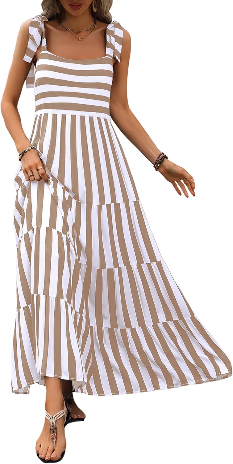 PRETTYGARDEN Women Dresses, Unique Summer Floral Dress, Special Sleeveless Maxi...