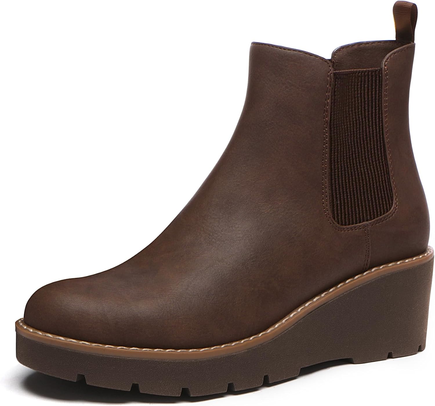 Athlefit Women's Chelsea Wedge Boots, Special Platform Lug Sole Slip on Wedge An...