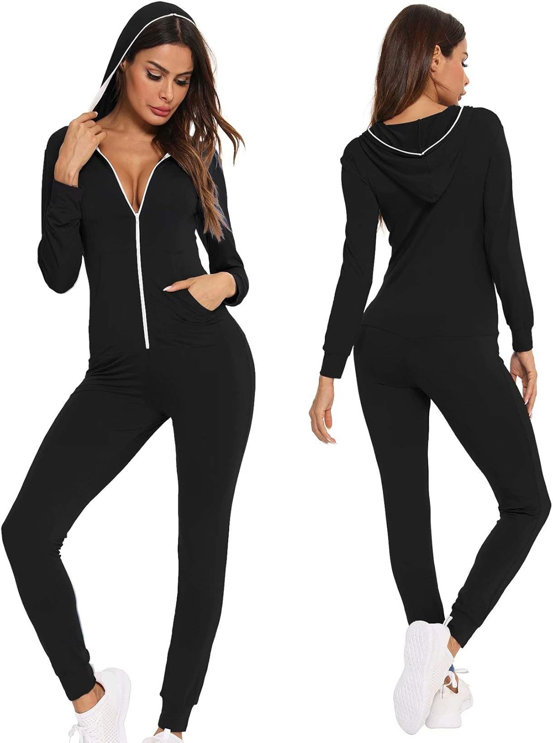 SWOMOG Womens Pajamas, Special Jumpsuits Zip-up Hoodie, High-Quality Union Jumps...