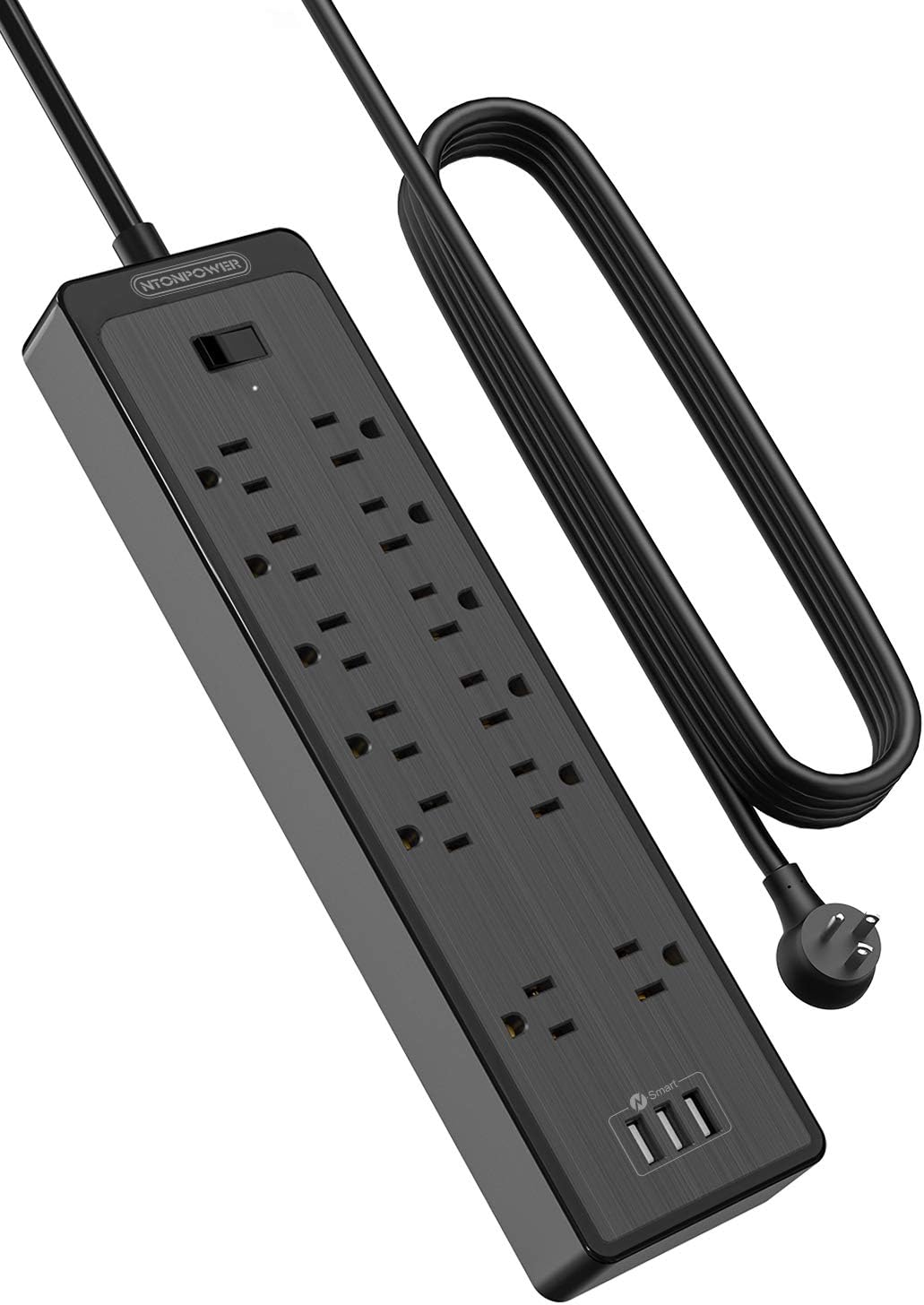 Extension Cord with Flat Plug, Special 15 ft NTONPOWER Surge Protector Power Str...