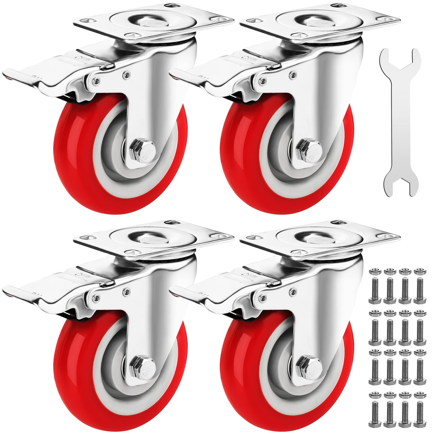 Heavy Duty 4 Inch Caster Wheels, Special Heavy Duty Casters Set for 2200lbs Load...