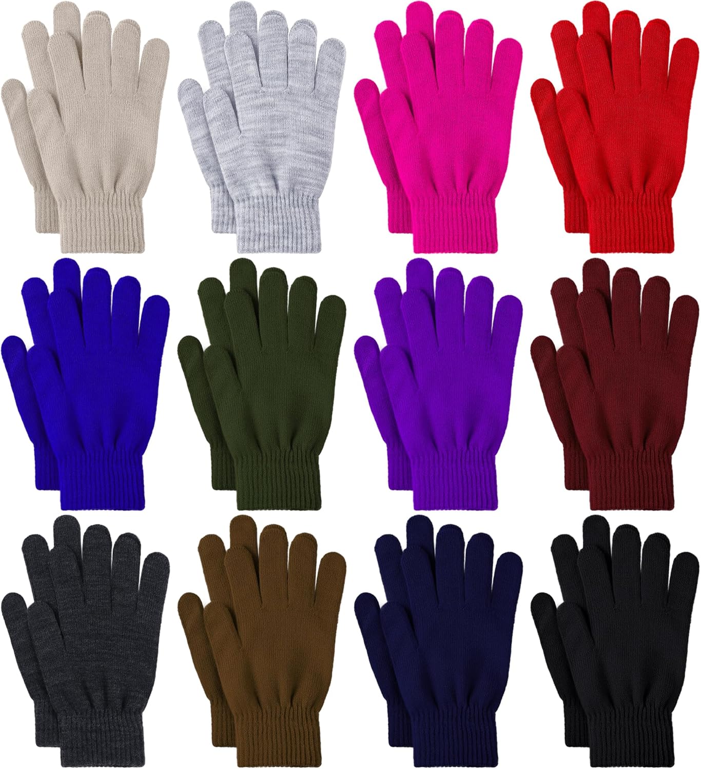 Glooarm Winter Gloves, Special 12 Pairs Knit Warm Gloves, High-Quality Stretchy...