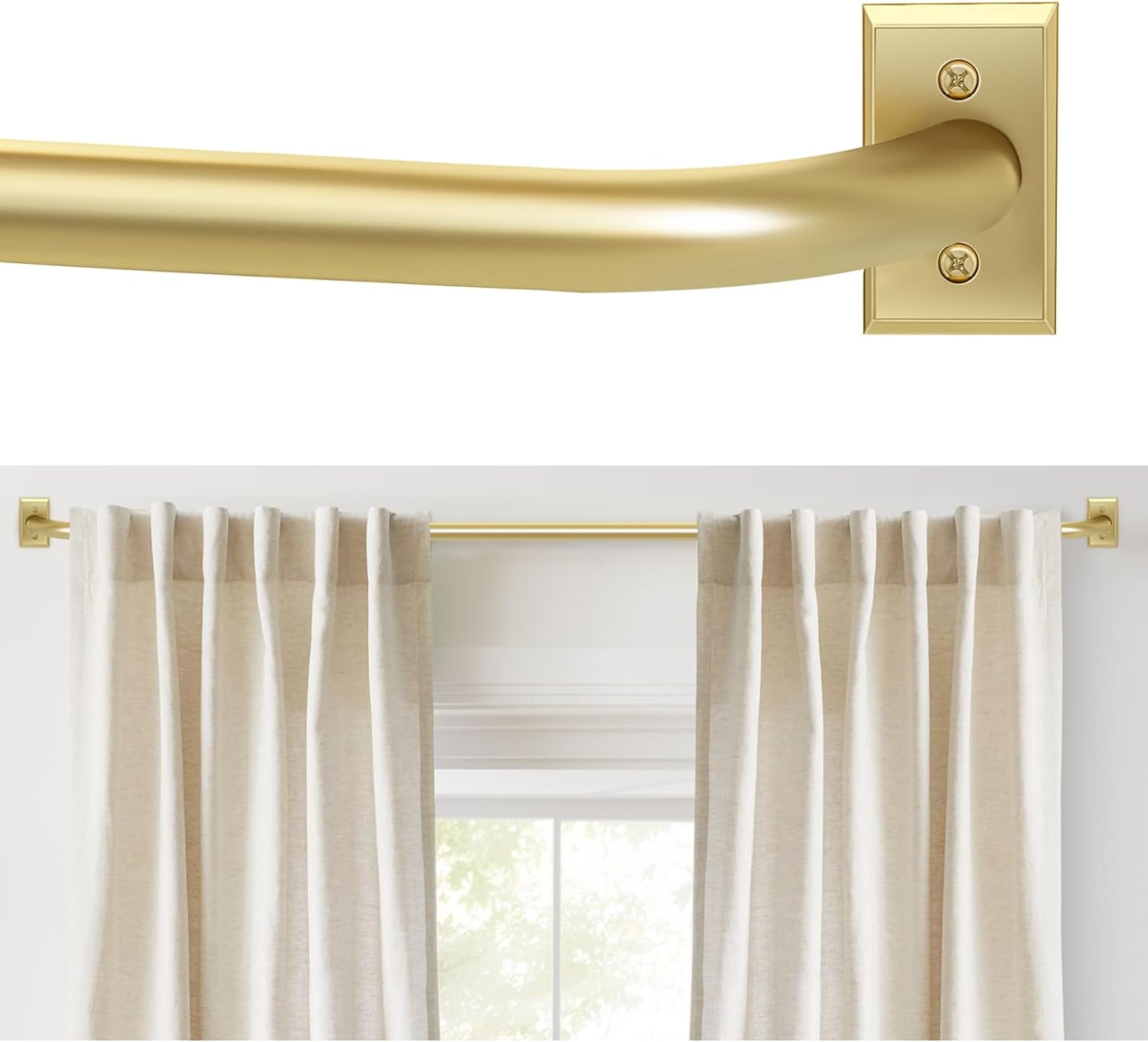 Gold Curtain Rods, Room Darkening Curtain Rods for Windows 48 to 90 Inches(4-7.5...