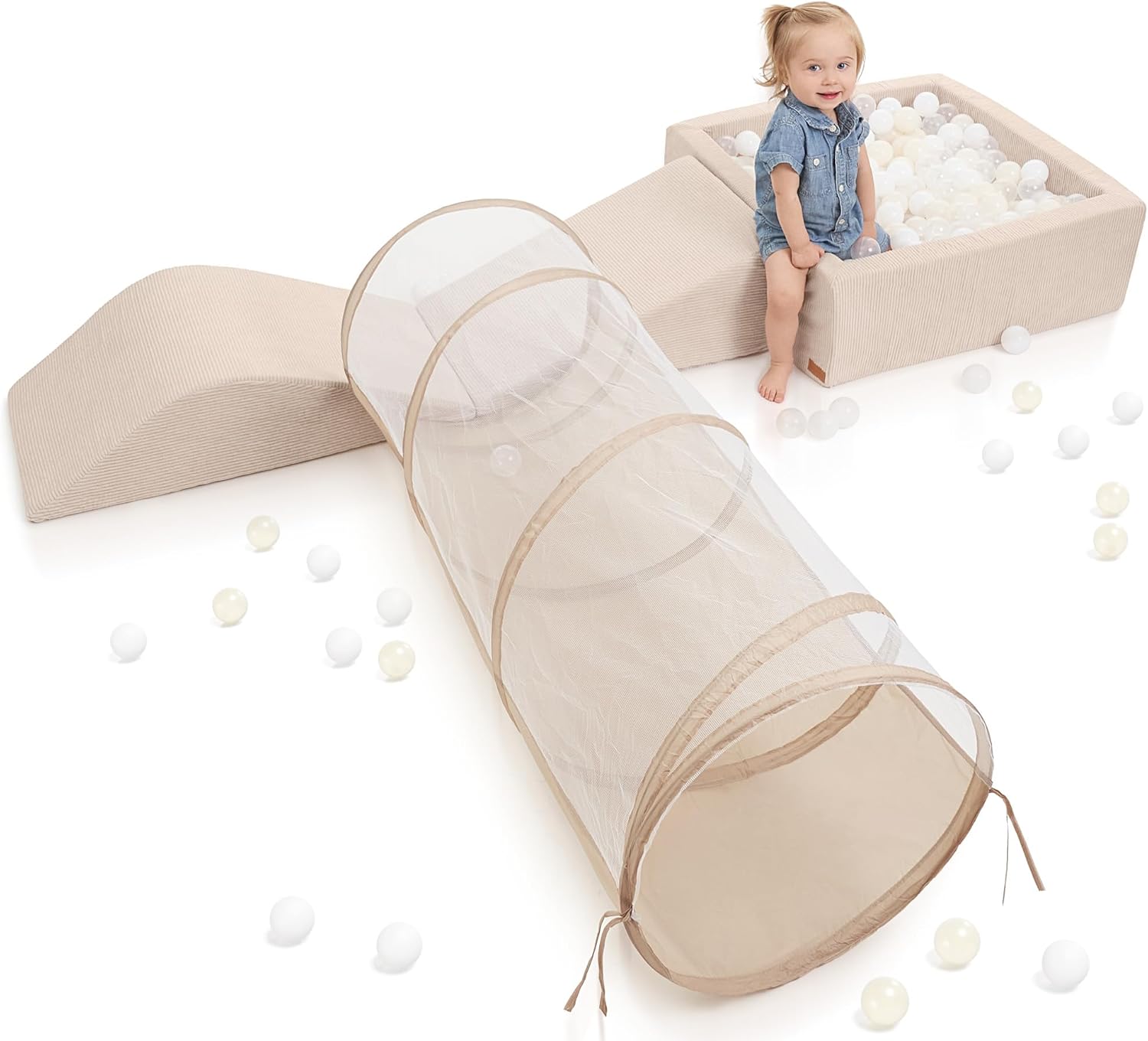 Fun Climbing Toy Set for Toddlers Aged 1-3 - Incl. Crawl Through Tunnel, Large B...