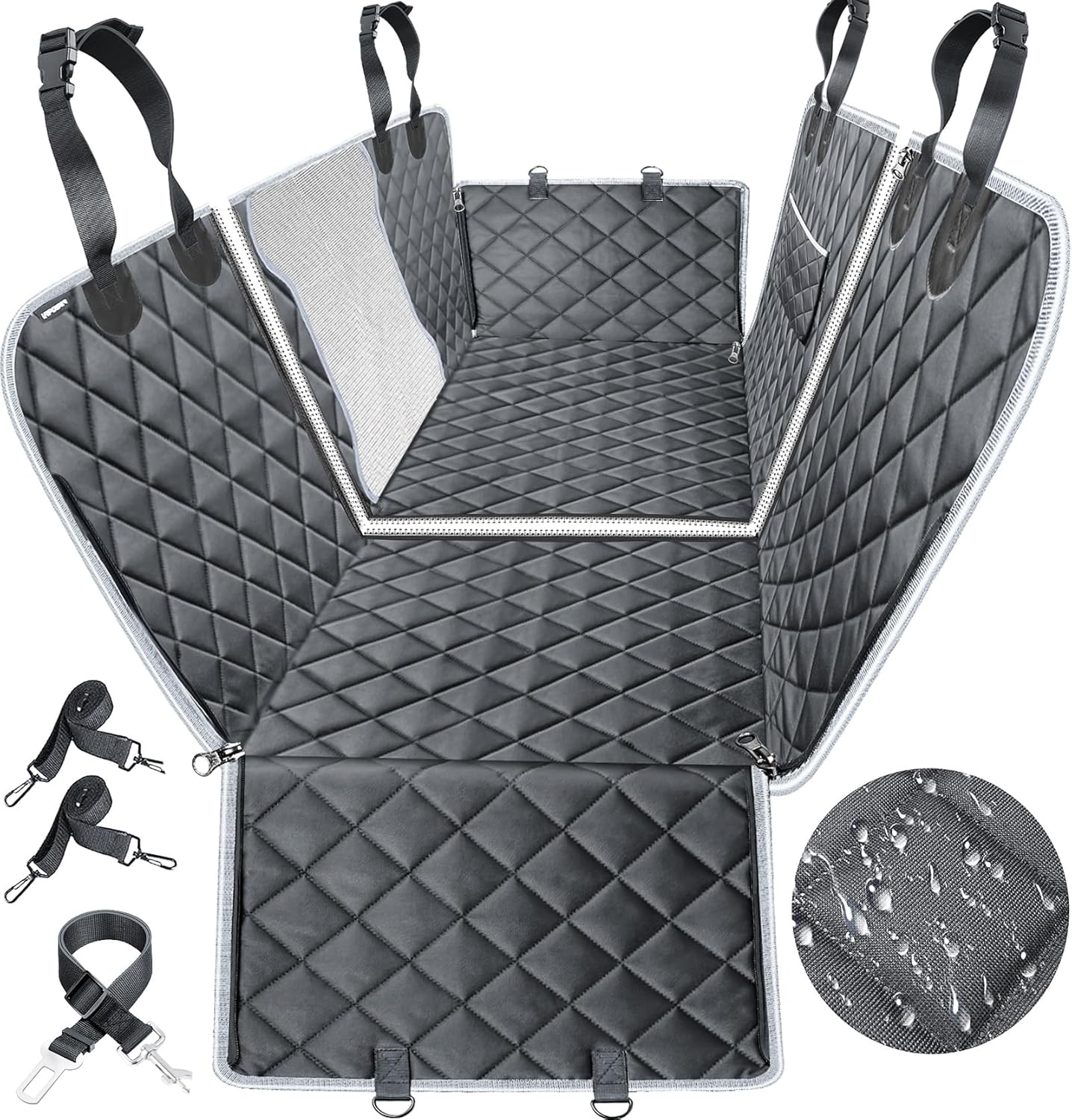 URPOWER 6-in-1 Dog Car Seat Cover for Back Seat, Waterproof Dog Car Hammock 40/6...