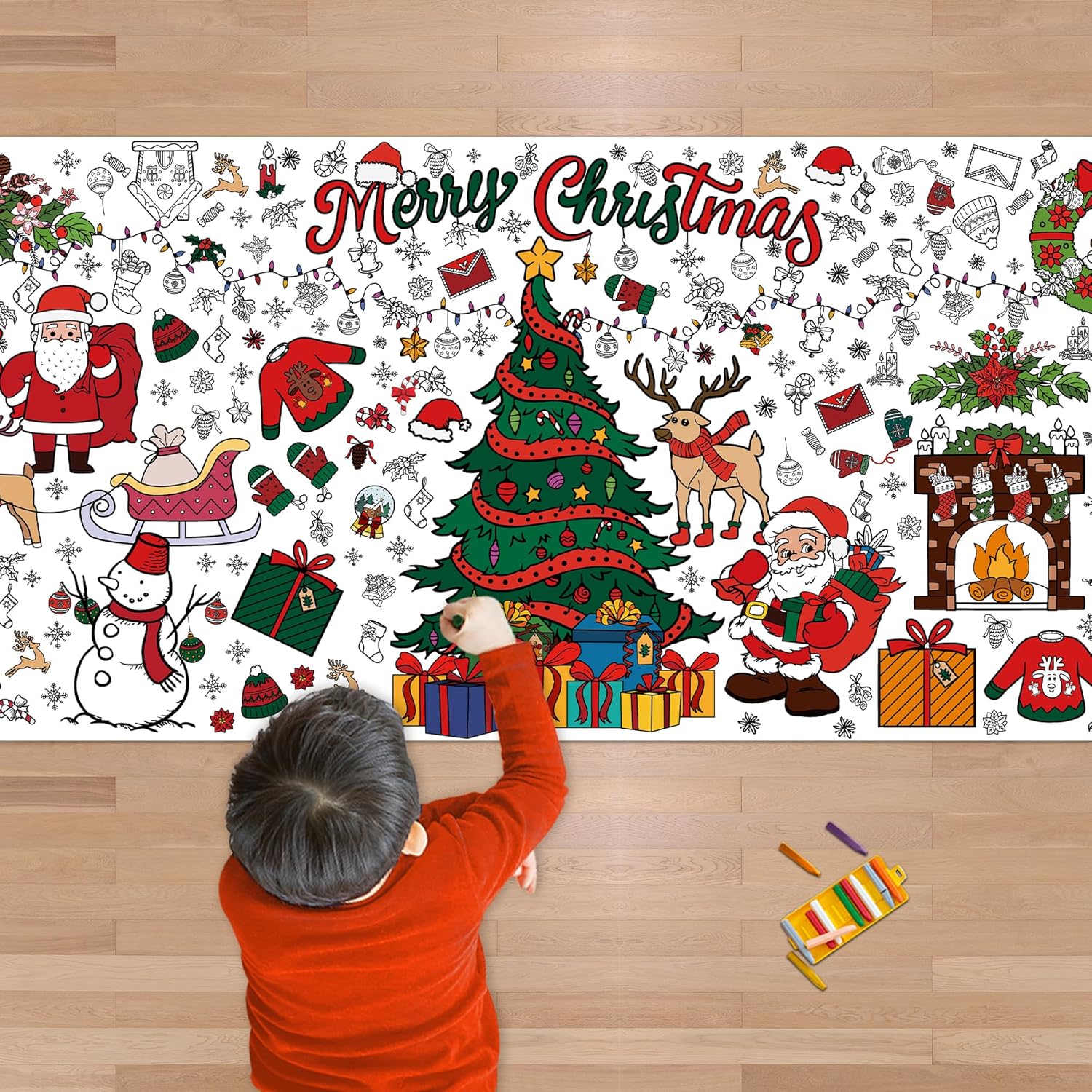 OHOME Xmas Coloring Poster, Special Giant Coloring Poster/Tablecloth for Christm...