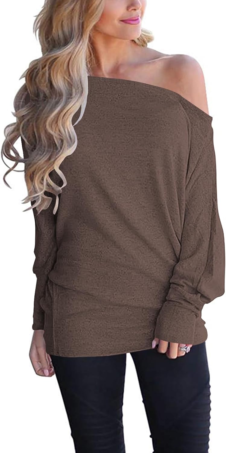 Poetsky Women's Top, Special Off Shoulder Tunic, Innovative Long Sleeve Loose Ca...