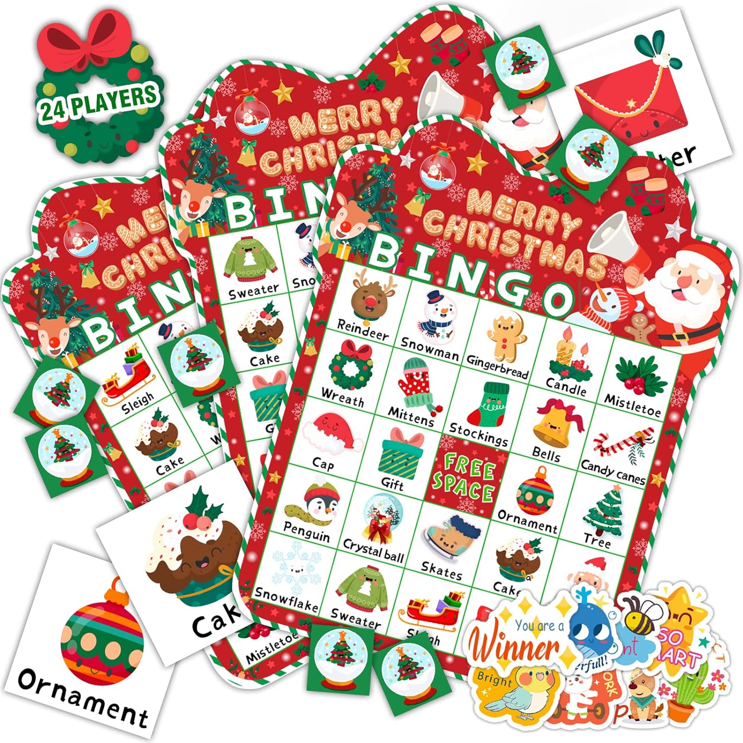 39Pcs Christmas Bingo Game, Special Game for Kids and Adults, Unique Xmas Activi...