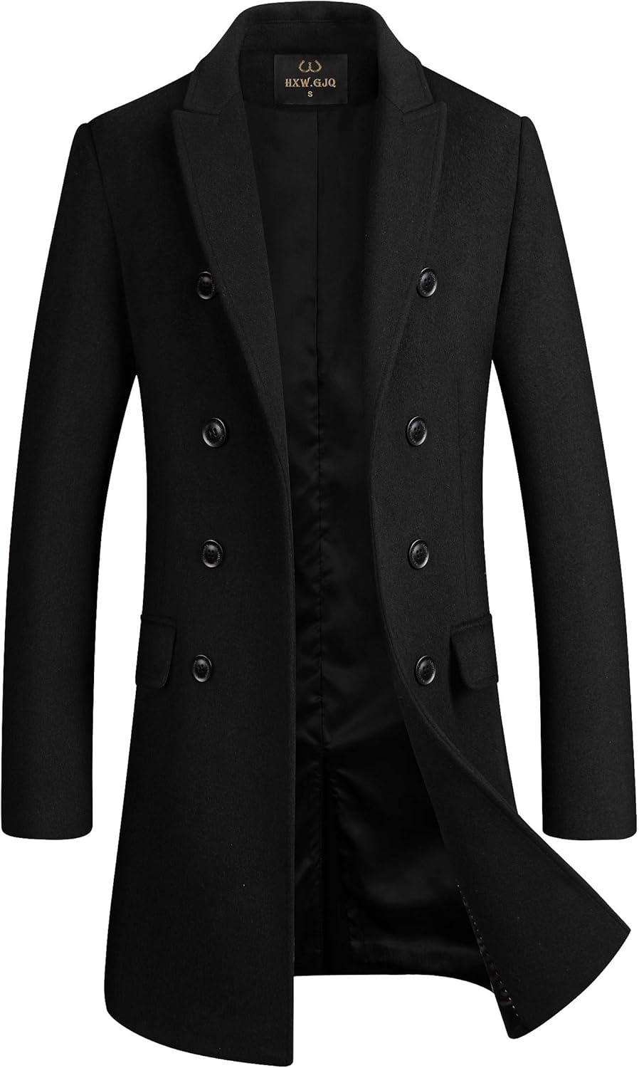 Men's Premium Wool Blend, Special Double Breasted Long Pea Coat, Innovative Fash...